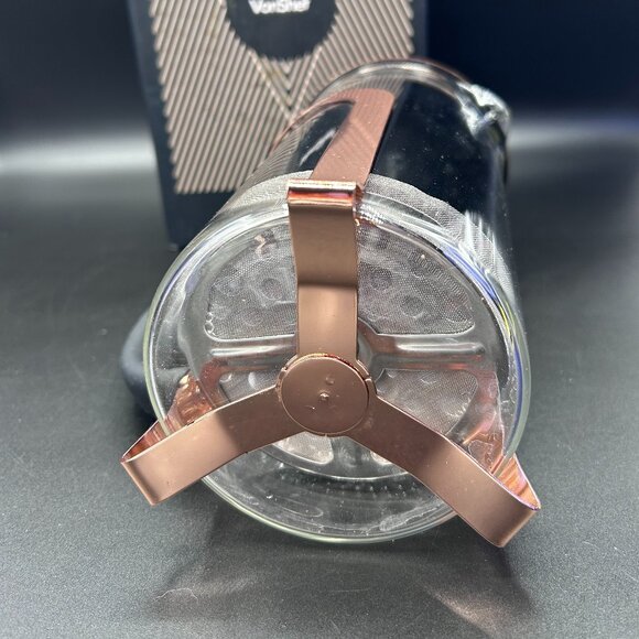 VonShef French Press 8 Cup (34fl oz) Coffee Maker Copper Finish Glass Open Box - Picture 5 of 10